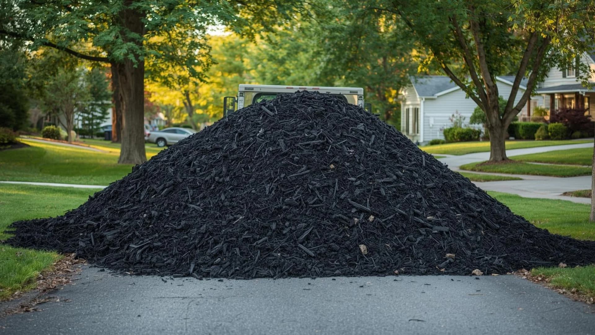 Bulk mulch pile ready for delivery